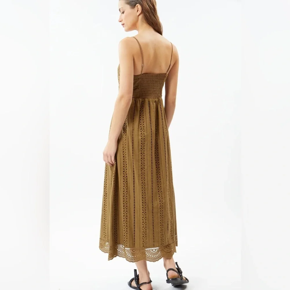 NWT! DELUC Masson Dress Brown Eyelet Size Small - Picture 3 of 13